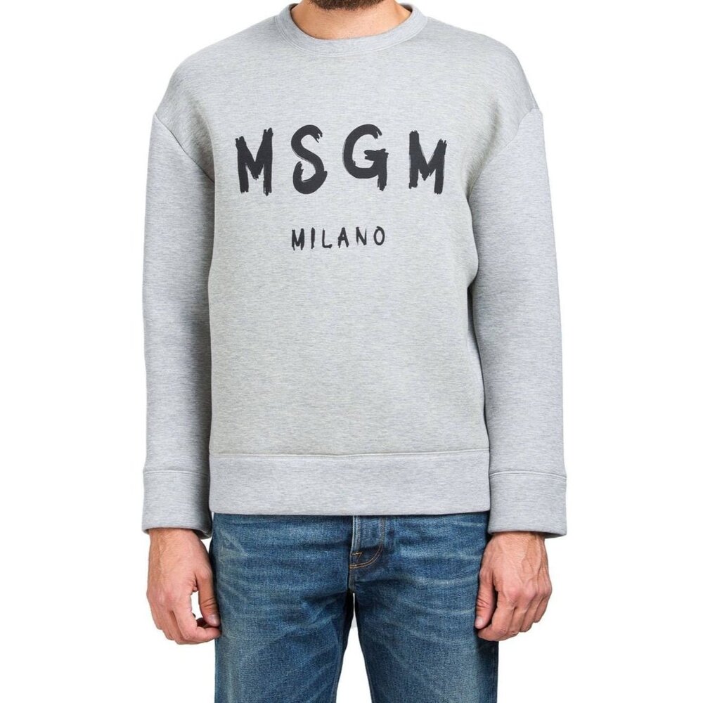 MSGM Milano GRAY COTTON Blend BRANDED Logo SweatShirt MAGLIA Italy ( XL )